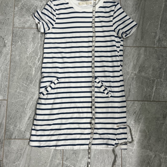 The Impeccable Pig Crew Neck Short Sleeve Navy Striped Shirt Dress Size Small - Picture 5 of 7